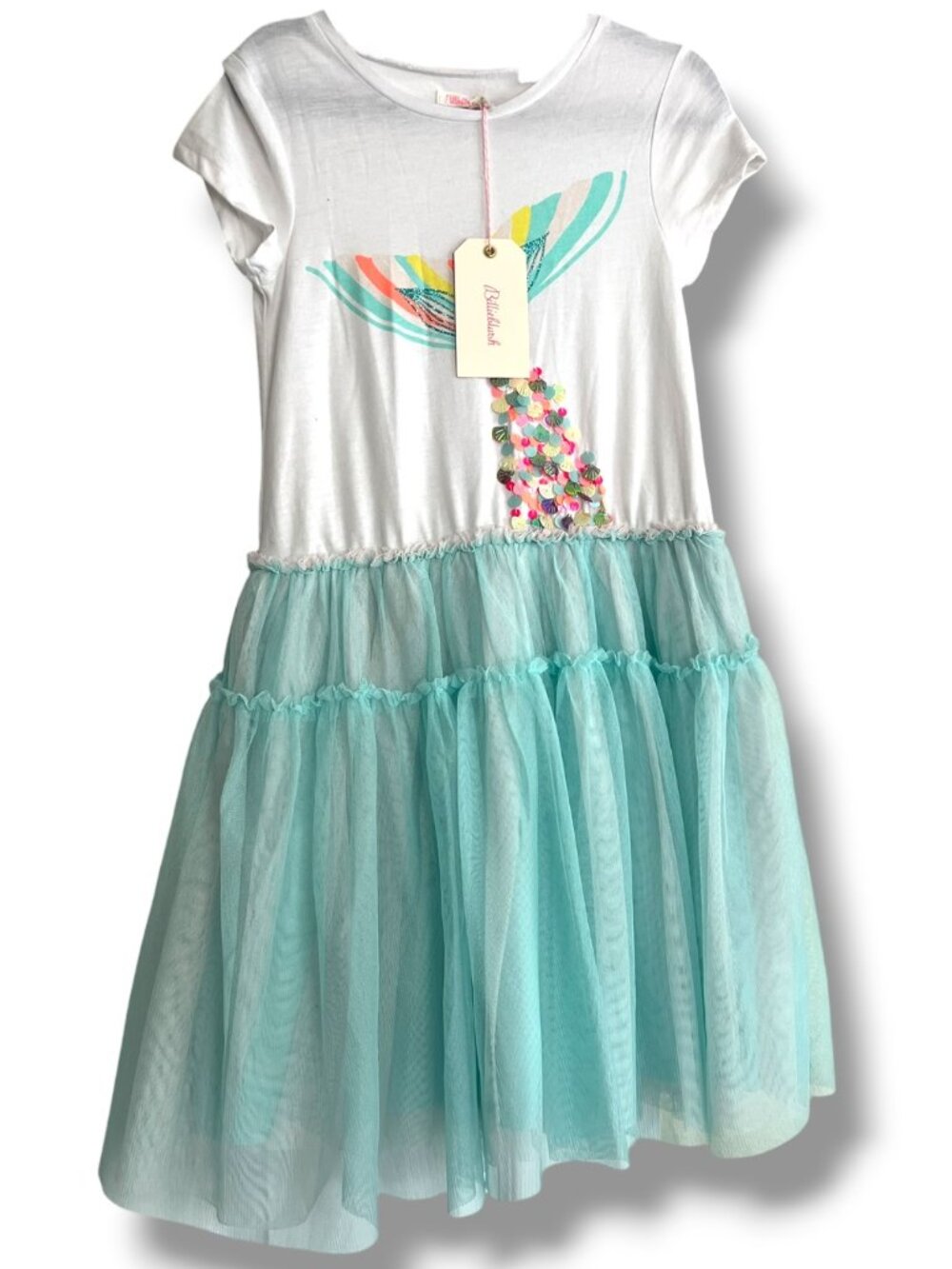 NWT! Billieblush Girls Mermaid Sequin "Seashells" Lagoon Tulle Skirt Dress 8Y
